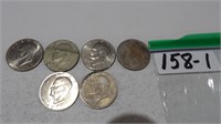 6) Eisenhower Silver Dollars 1) 1971 D Mint,  +