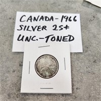 1966 Canadian Silver 25 cent coin