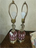 2 Vintage Glass Table Lamps - might be Fenton