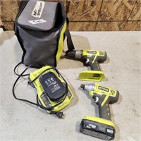 Ryobi 18V Drill & Impact batteries & charger