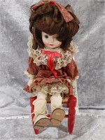 Delilah Noir Doll w/red wooden chair