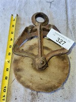 Vintage Metal & Wood Pulley