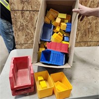 Various sized plastic bins