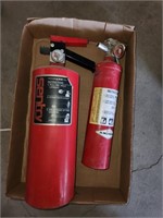 2 Vintage Fire Extinguishers Amerex & Sentry