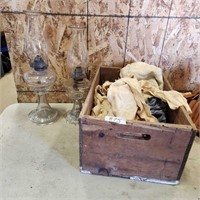 2- Oil Lamps in wooden crate