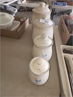4 Vintage Tienshan Pottery Jar Set