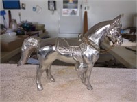 Vintage Cast metal Horse - Silver colored- approx