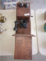 Vintage / Antique Leigh Electric Oak Wall Phone