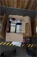 2-boxes of VHS tapes & approx. 10-DVD's