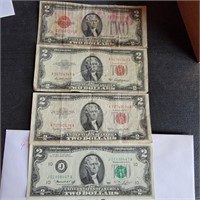 $2 Federal Notes - lot of 4 (1928 D, 1953 A,