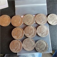 11 Esienhower Silver Dollars (1971 thru 1978)