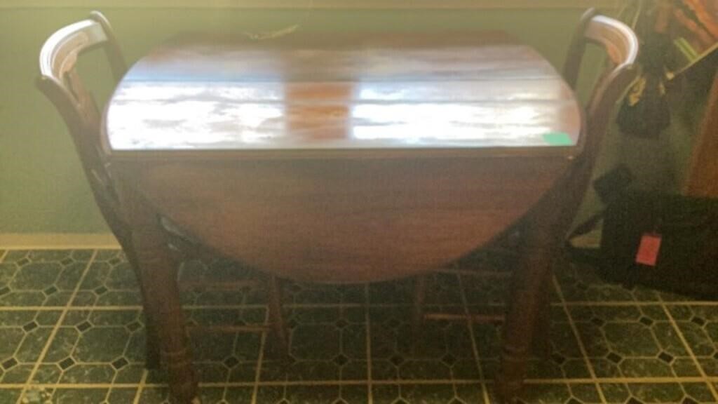 Antique drop leaf table with chairs