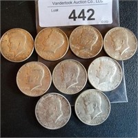 9 - 1964 Kenedy Silver Half Dollars