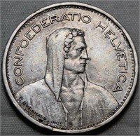 Switzerland 5 Francs 1931B  83.5% Silver