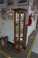 light wood curio cabinet with 4-glass shelves