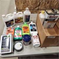 Part cans of Car Wax, Paint Thinners, etc