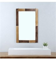 MBQQ Rustic Flat Wood Frame Hanging Wall Mirror