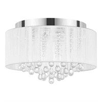 HDC 15 in. Chrome LED Flush Mount with Crystal Acc