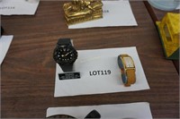 2-quartz watches-Gruen Curvex with suede strap &