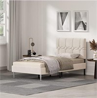 NEW $262 (T) Upholstered Platform Bed Frame