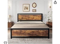 LIKIMIO Industrial Queen Bed Frame with H