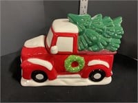 Christmas truck cookie jar