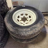 2- 15" Trailer Wheels badly weather checked tires