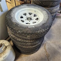 4- 15" Trailer Wheels w shot tires