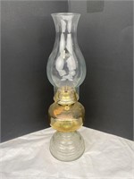 Antique Amber Embossed Glass Base Oil Lamp