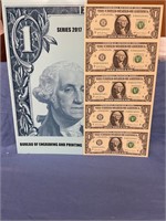 5) $1 Federal Reserve 2017 Bills