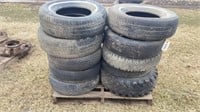 Assortment of tires on pallet