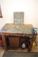 WORK BENCH WITH VISE, ETC: