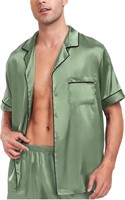 ($45) SWOMOG Men Satin Silk Pajamas Sets S