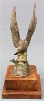 Brass Eagle Figurine on Wood Base