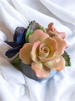Vintage Porcelain Roses In Vase