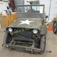 1942 JEEP WILLYS MB WITH SLAT GRILL, 50 CAL GUN