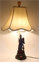 Chinese Carved Sodalite Figural Lamp