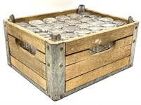 Vintage Wood and Metal Dairy Crate with (24) Half