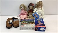 Porcelain Dolls, Puzzle, Party Game and Slippers