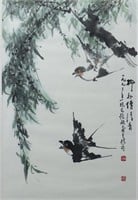 Li-Zhen-Ou Chinese Watercolor of Birds
