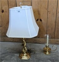 TABLE LAMP, CANDLE HOLDER W/ GLASS GLOBE