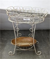 2 TIER METAL PLANT STAND, WOODEN BOWL