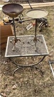 Brass Stands, Wrought Iron Patio Side Table
