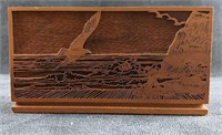 Wooden Laser Engraved Napkin Holder Beach Scene