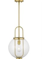 1-Light Vintage Brass Pendant with Clear Glass