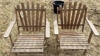 2 wooden lawn / porch chairs