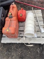 3 gas jugs, 88" downspout for auger,
