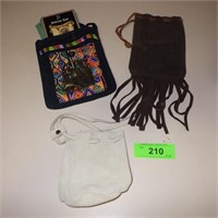 CLOTH POUCH W/ J.J. WOLF PIN & INDIAN TAROT CARDS>