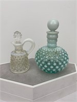 Antique Colored Hobnail Glass Bottles w/ Stoppers