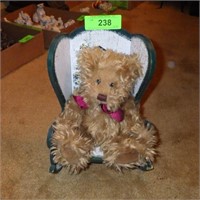 RUSS PLUSH BEAR (8"), PAINTED ROCKING CHAIR